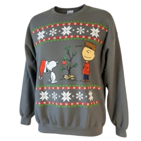 Peanuts Charlie Brown and Snoopy Christmas Crewneck Sweater Cozy size 2XL UNISEX - Picture 1 of 11
